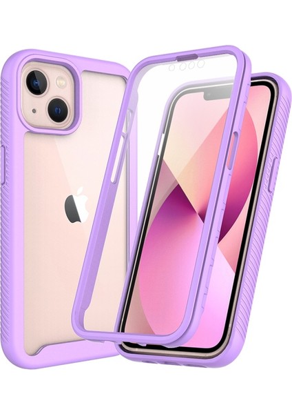 iPhone 13 Mini 5.4 Inç Uyumlu Pet Ekran Koruyuculu Pc + Tpu Hibrit Telefon Kılıfı - Mor (Yurt Dışından)