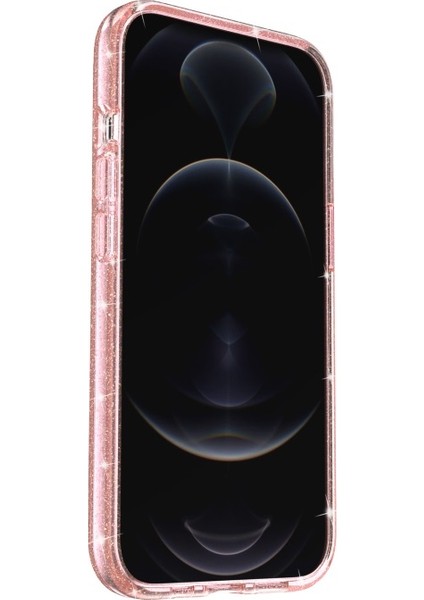 iPhone 13 Mini 5.4 Inç Uyumlu Sararma Önleyici Simli Tasarım Yumuşak Tpu + Sert Pc Darbeye Dayanıklı Telefon Kılıfı - Pembe (Yurt Dışından)