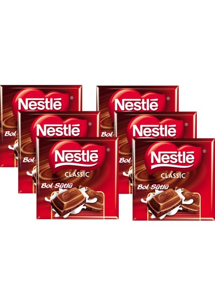 Klasik Sütlü Kare Çikolata 60 gr x 6