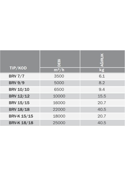 Bahçıvan Brv 10/10 Öne Eğimli Çift Emişli Sanayi Tipi Salyangoz Radyal Fan