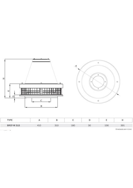 Bahçıvan Brcf-M 315 Yatay Atışlı Radyal Çatı Fanı