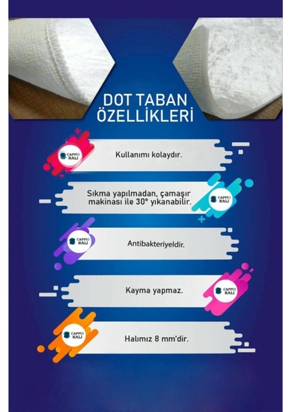 Öğretici Çocuk Halısı Makinada Yıkanabilir Kaymaz Dot Taban ES1170