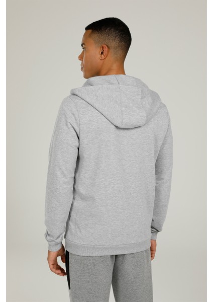 SN87 Basic Full Zıp Hoodie Gri Erkek Eşofman Üstü