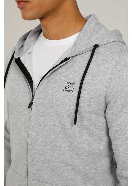 SN87 Basic Full Zıp Hoodie Gri Erkek Eşofman Üstü