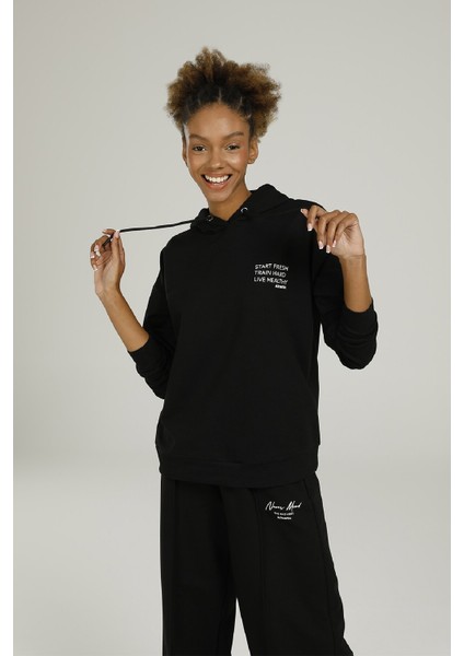 SN836 Ginny Printed Detail Siyah Kadın Sweatshirt fiyatları