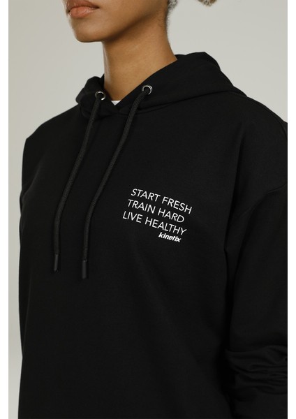 SN836 Ginny Printed Detail Siyah Kadın Sweatshirt fırsatları