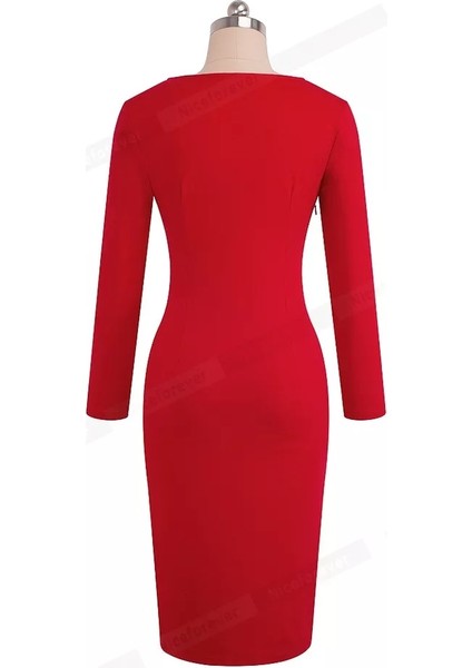 The Stylists's Boutique Yırtmaçlı Kırmızı Kalem Elbise fiyatları