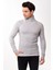 Erkek Balıkçı Yaka Boğazlı Slim Fit Kazak Gri 2