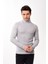 Erkek Balıkçı Yaka Boğazlı Slim Fit Kazak Gri 3
