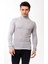 Erkek Balıkçı Yaka Boğazlı Slim Fit Kazak Gri 1