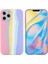 iPhone 12 Mini Için Gökkuşağı Desenli Sıvı Silikon Düşmeye Dayanıklı Telefon Kılıfı - Pembe (Yurt Dışından) 1
