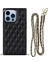 iPhone 13 Pro Max Için Dörtgen Desenli Metal Kayışlı Mikrofiber Deri Kaplamalı Tpu Telefon Kılıfı - Siyah (Yurt Dışından) 1