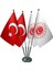 Masa Üstü Milli Savunma Bakanlığı Bayrağı Türk Bayrağı Dörtlü Krom Direk Masa Bayrak Seti 1
