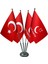 Masa Üstü Saadet Partisi Bayrağı Türk Bayrağı Dörtlü Krom Direk Masa Bayrak Seti 1