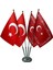 Masa Üstü Ayetli Osmanlı Devleti Sancağı Türk Bayrağı Dörtlü Krom Direk Masa Bayrak Seti 1
