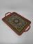 modern ethnic desenli 39-26 cm motif ışlemeli servis sunum çay tepsisi karamel 1