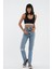 Açık Mavi Yüksek Bel Slim Straight Fit Dizi Yıpratmalı Fermuarlı Jean Pantolon C 4694-005 1
