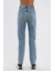 Açık Mavi Yüksek Bel Slim Straight Fit Dizi Yıpratmalı Fermuarlı Jean Pantolon C 4694-005 4