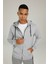SN87 Basic Full Zıp Hoodie Gri Erkek Eşofman Üstü 2