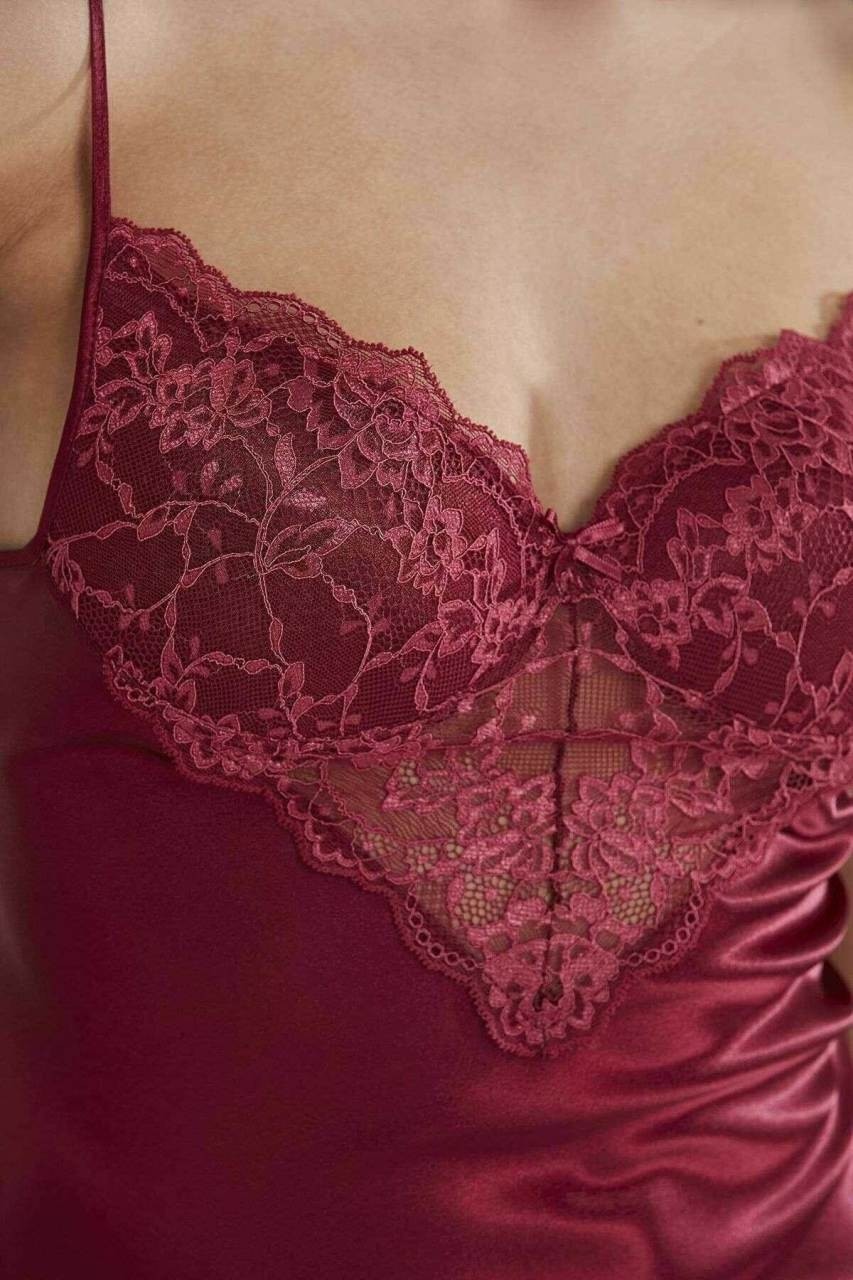 Pierre Cardin 425 Saten Şort Takım Bordo görsel 3
