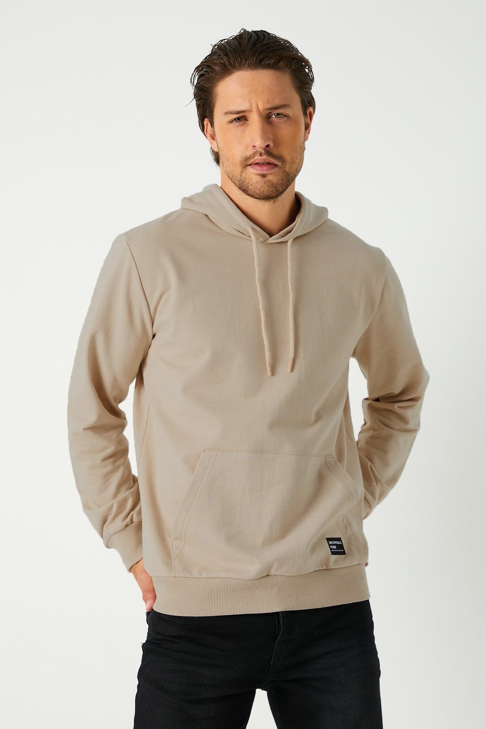 Mmetalic Siyah Erkek Kapüşonlu Kanguru Cepli Sweatshirt