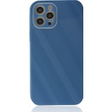 Ahk Apple iPhone 12 Pro Kılıf Glass Kapak - Mavi