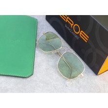 Eroe E104 Metal Kare Model Gold-Yeşil Güneş Gözlüğü