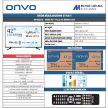 Onvo OV42250 42" 106 Ekran Uydulu Full HD Android Smart LED TV