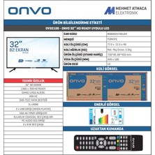 Onvo OV32100 32" 82 Ekran Uydu Alıcılı HD LED TV