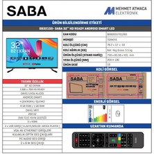 Saba SB32150 32" 80 Ekran Uydu Alıcılı HD Android Smart LED TV