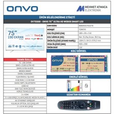 Onvo OV75500 75" 190 Ekran Uydu Alıcılı 4K Ultra HD webOS Smart LED TV