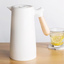 SunniMix 1l Büyük Termal Kahve Carafe Yalıtımlı Vakum Şişesi Cezve Beyaz