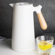 SunniMix 1l Büyük Termal Kahve Carafe Yalıtımlı Vakum Şişesi Cezve Beyaz