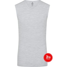 SAM Erkek Modal V Yaka Kolsuz Tshirt 3'lü Paket - Melanj