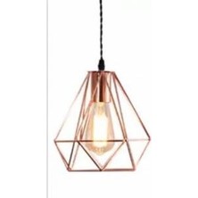 Dylight Retro Rustik Bakır Avize Tekli Dekoratif Metal Sarkıt Avize