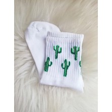 Dream Butik Beyaz Renkli Kaktüs Çorap