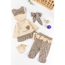 Babymod Leopar Baskılı 5 Parça Kız Bebek Hastane Çıkışı Bebek Takımı