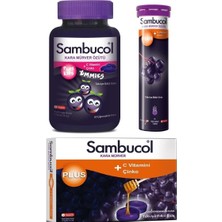 Sambucol Plus Kids Yummies 60 Çiğneme Tableti+Sambucol Plus Efervesan 15 Tablet+Sambucol Plus Kara Mürver Ekstresi 20 Pastil