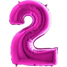 Niyet 2 (Pembe) Rakam Folyo Balon - 40 Inç - Folyo Rakam Balon