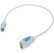 Prettyia Mikro USB Erkek USB Kadın Dönüştürücü Otg Adaptörü Kablosu Kablosu 25 cm Beyaz (Yurt Dışından)