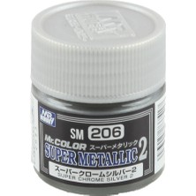 Mr Hobby Gunze SM206 10 Ml. Super Chrome Silver Iı, Mr.color Metallic Colors Serisi Maket Boyası