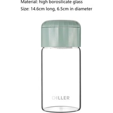 Farfi 300 Ml Pratik Su Şişesi Yüksek Borosilikat Cam Silindir Şeklinde Iyi Sızdırmazlık Cam Su Kupası Ofis Için (Yurt Dışından)