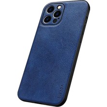 Sulada Apple iPhone 12 Pro Max Için Sert Pc + Tpu + Pu Deri Hassas Kesim Telefon Kılıfı - Mavi (Yurt Dışından)