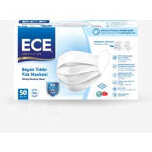 Ece Full Ultrasonik Meltblownlu Beyaz Maske 50'li