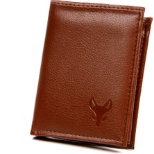 Kindfox Vegan ( Suni ) Deri Çok Bölmeli Dikey Erkek Cüzdan | Bozuk Para Bölmeli | Gizli Cepli
