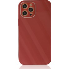 Ahk Apple iPhone 12 Pro Kılıf Glass Kapak - Bordo