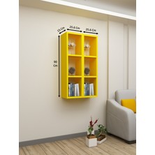 Dekormer Design Kitaplık Sarı Renk Duvar Rafı Ikili Takım