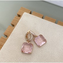 Bhems Jewelry Gigi Baget Swarovski Taş Pudra Renk Küpe