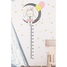 Msticker Ayda Uyuyan Tavşan ve Yıldızlar Boy Cetveli Sticker Seti