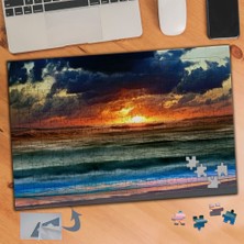 Asilmeydan Kızıl Gün Batımı Deniz Manzarası 240 Parça Puzzle Yapboz TABLO-329